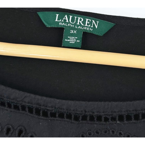 Ralph Lauren Womens Embroidered Crochet Shirt 3X Short Sleeve Boho Lightweight - Picture 4 of 9